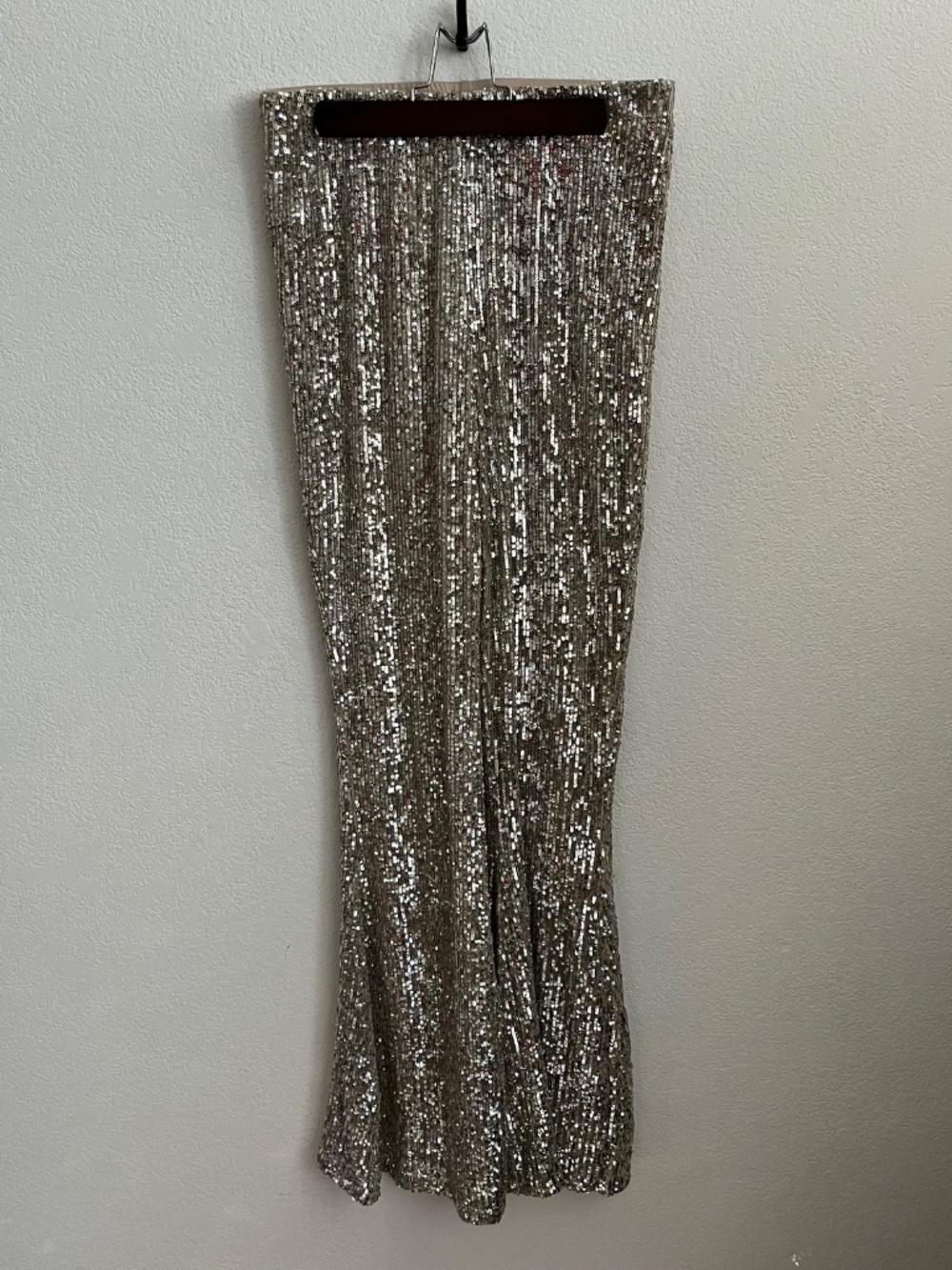 Show Me Your MuMu Silver Sequin High Waisted Flare Mercury Bells Pants - Picture 4 of 6